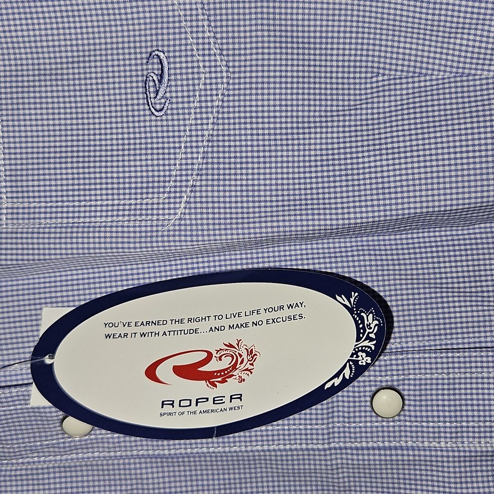 NWT-Roper Womens MEDIUM Light Blue Short Sleeve Shirt - Picture 5 of 13